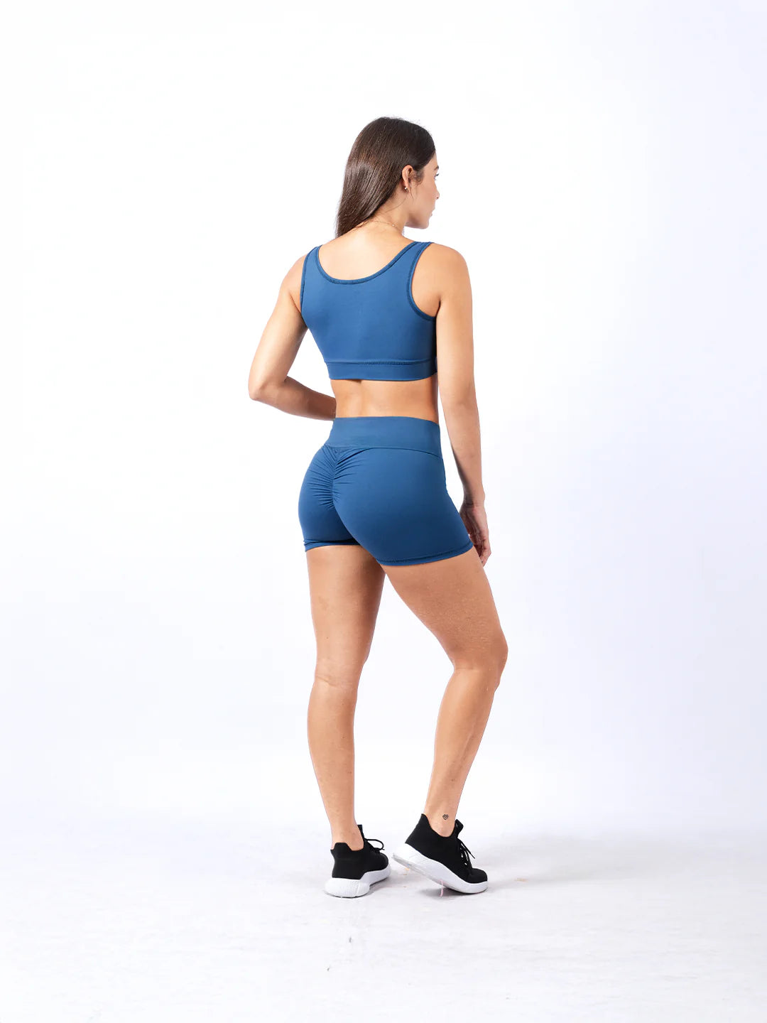 Top unicolor azul turquí yoga pilates Colombia TENFIT - vista trasera