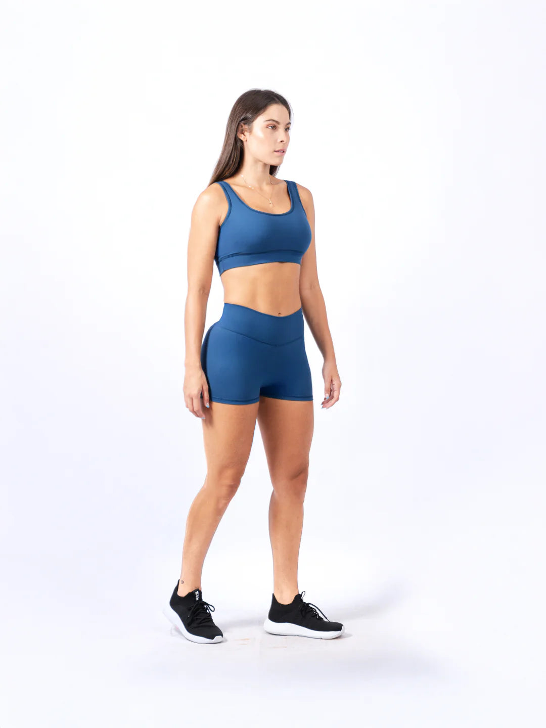 Top azul turquí lateral tela secado rápido gym TENFIT