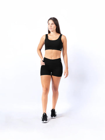 Top deportivo negro mujer TENFIT - vista frontal