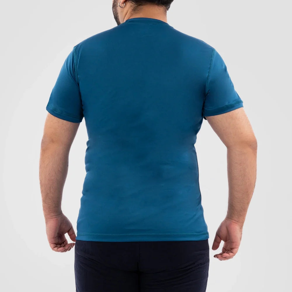 Camiseta deportiva plus size azul petróleo hombre gym TENFIT