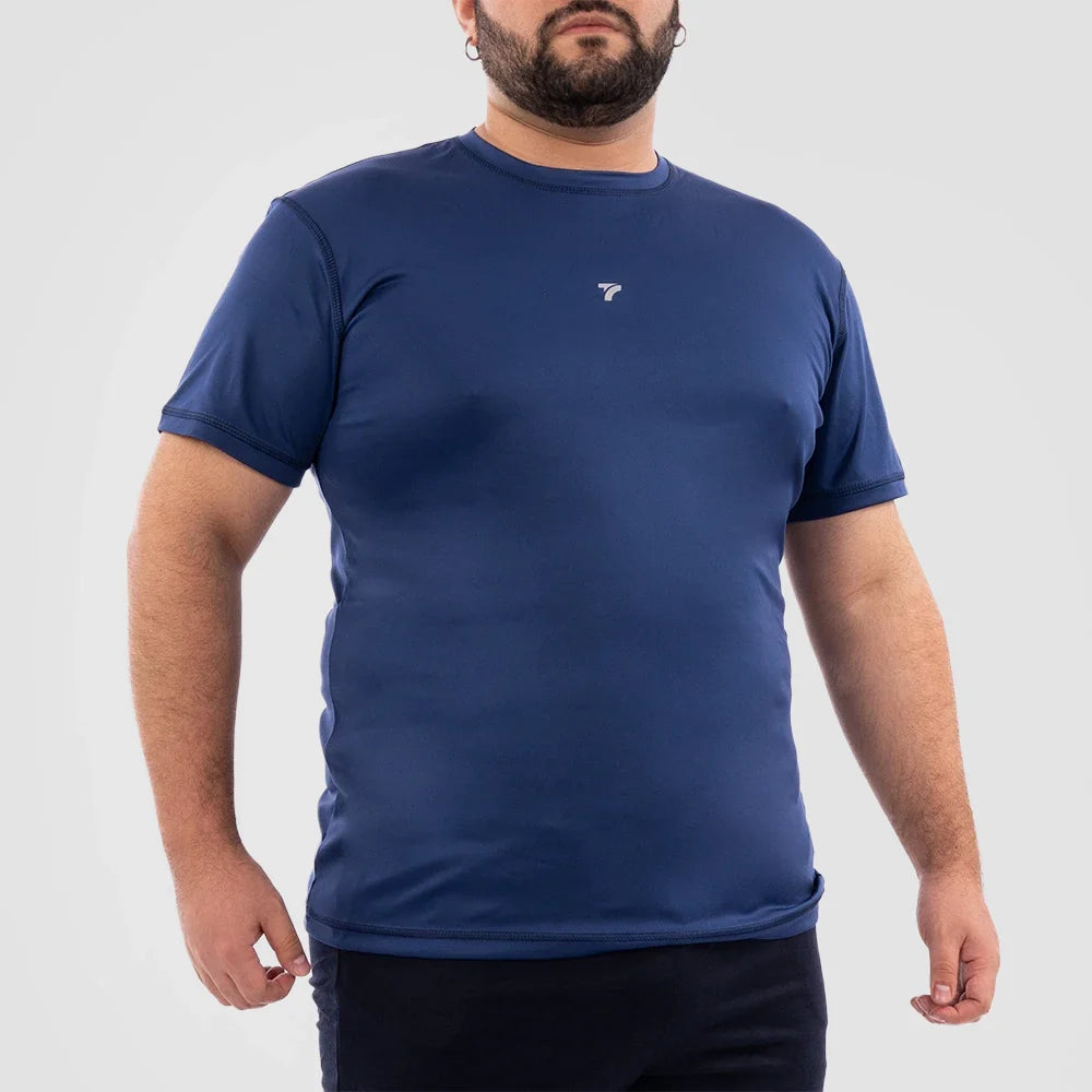 Camiseta deportiva plus size azul turquí hombre gym TENFIT