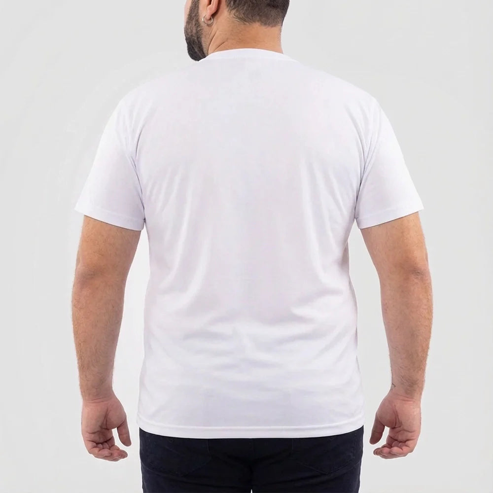 Camiseta deportiva plus size blanca hombre gym sin transparencia TENFIT