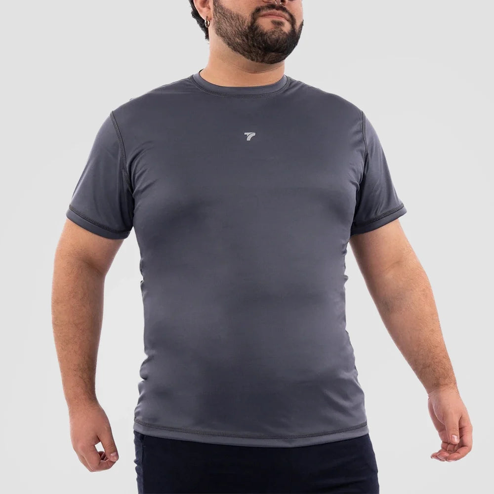 Camiseta deportiva plus size gris oscuro hombre gym TENFIT