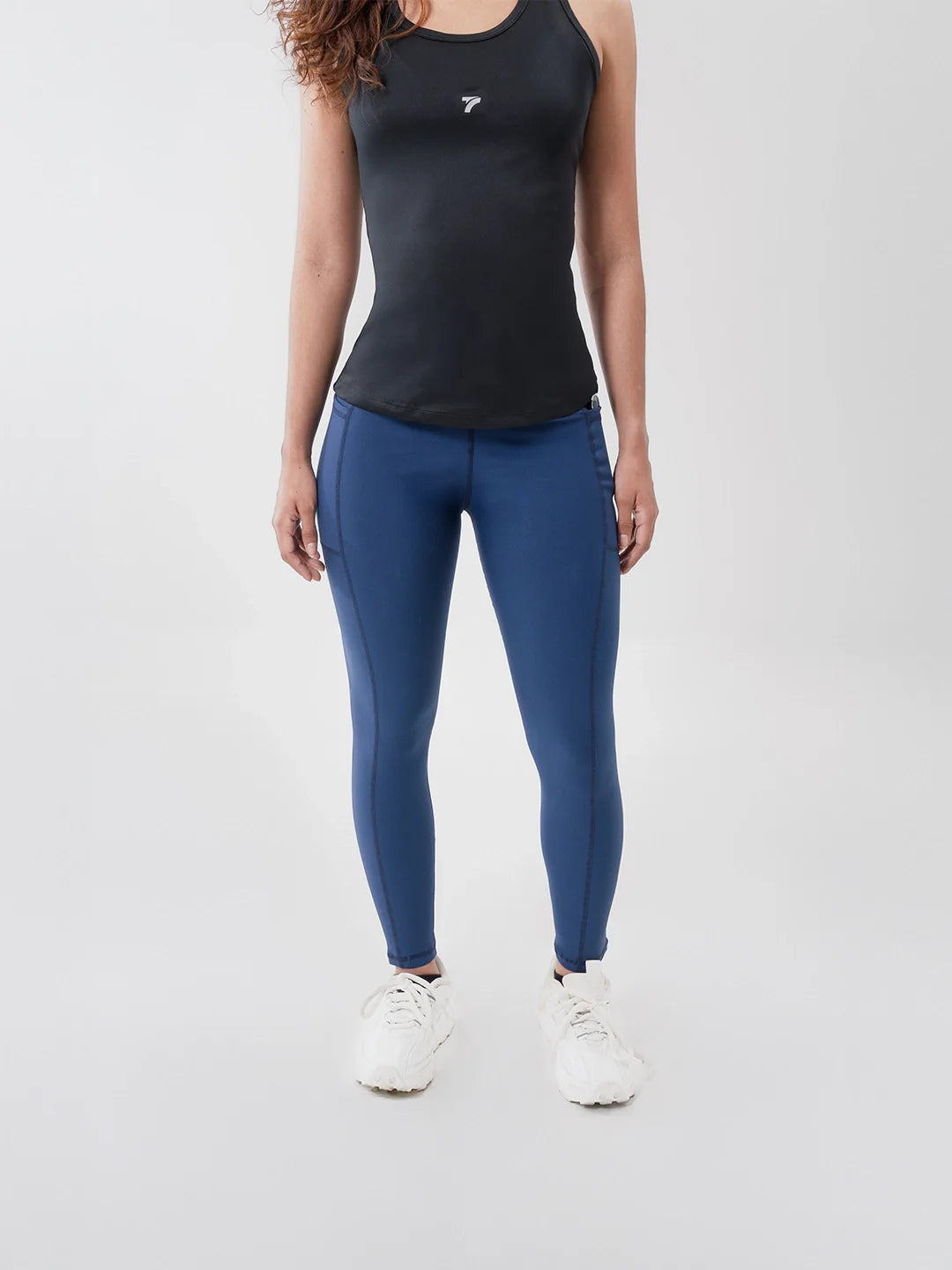 Legging azul turquí con bolsillo TENFIT - vista frontal