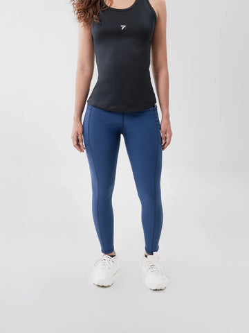 Legging azul turquí con bolsillo TENFIT - vista frontal