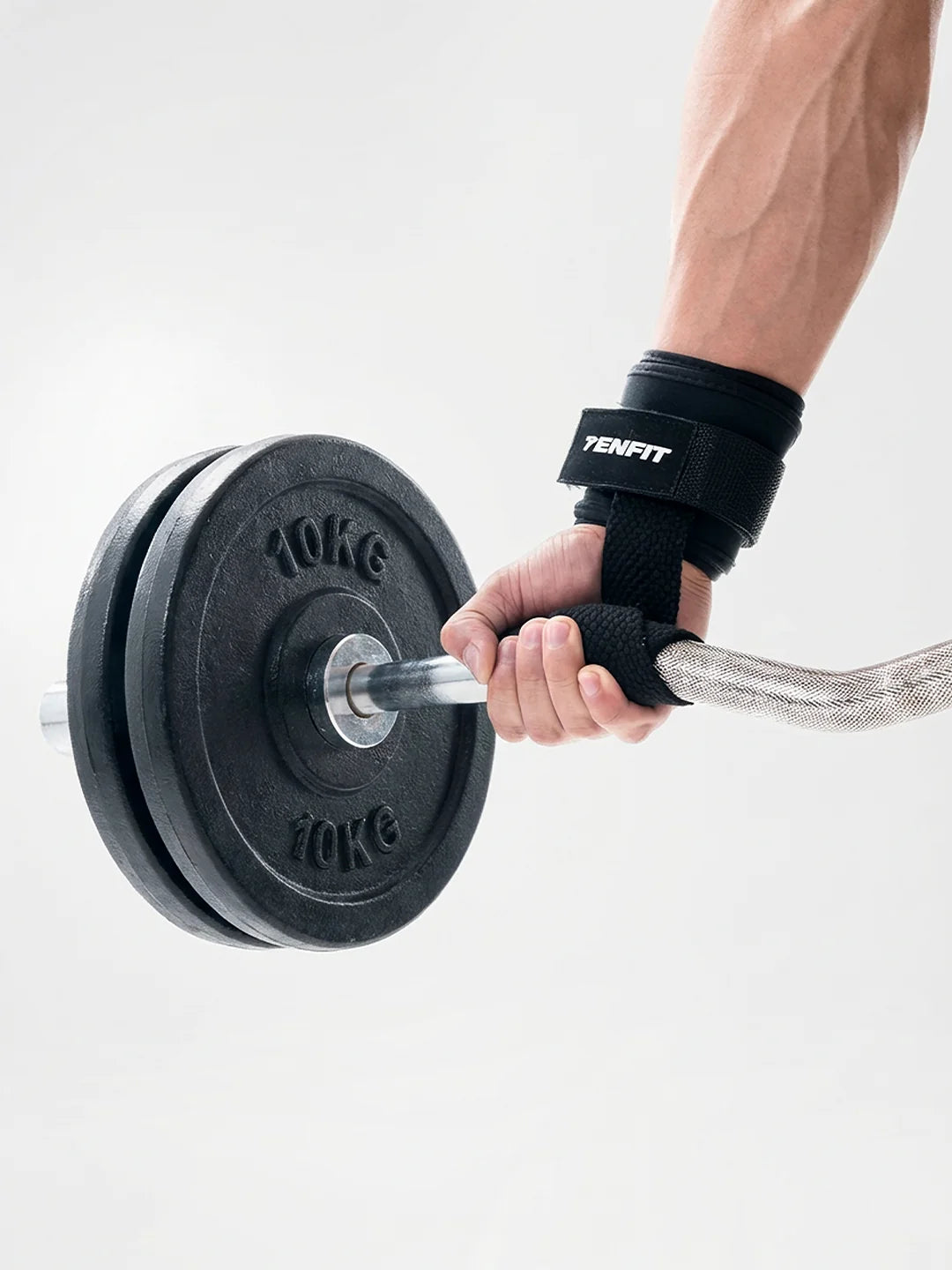 Correas negras de agarre antideslizante TENFIT para gym y crossfit