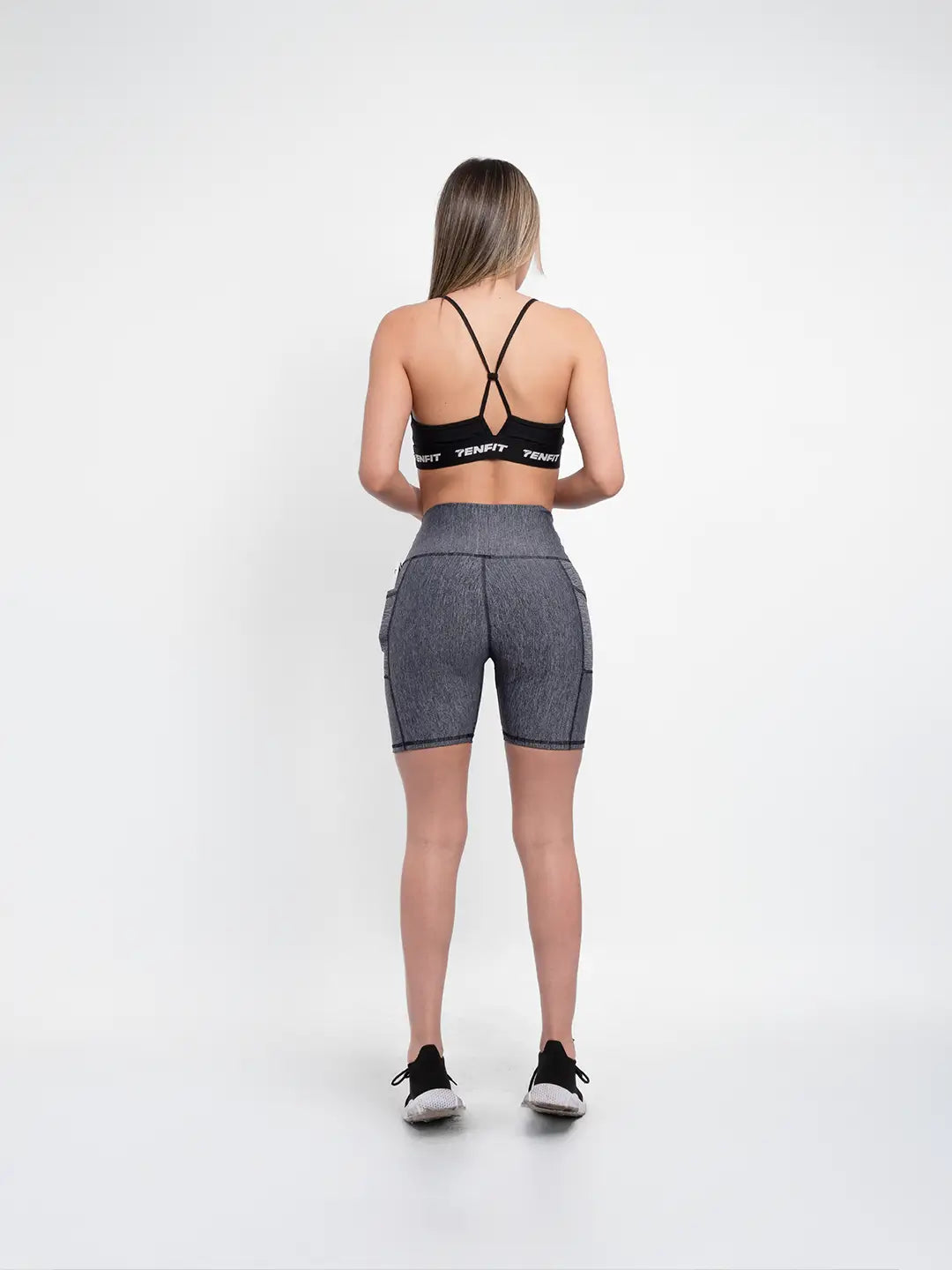 Short media pierna tejido jaspe mujer entrenamiento gym — TENFIT