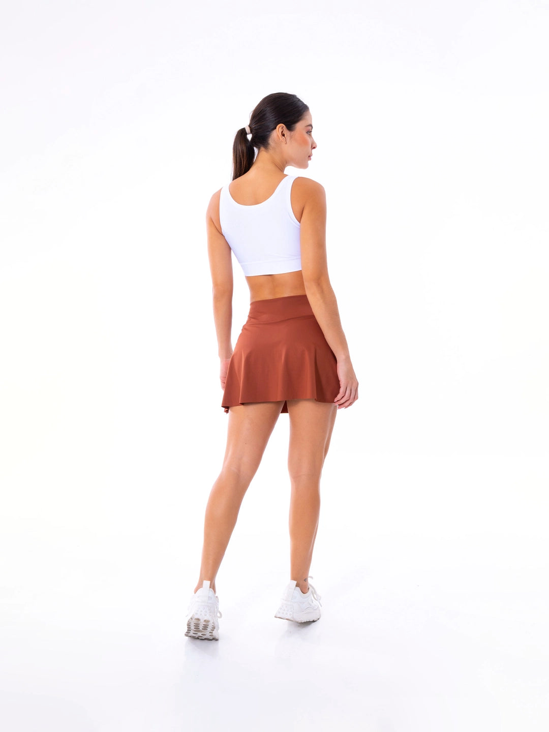 Falda skort terracota tela elástica 4 vías pádel gym TENFIT Colombia