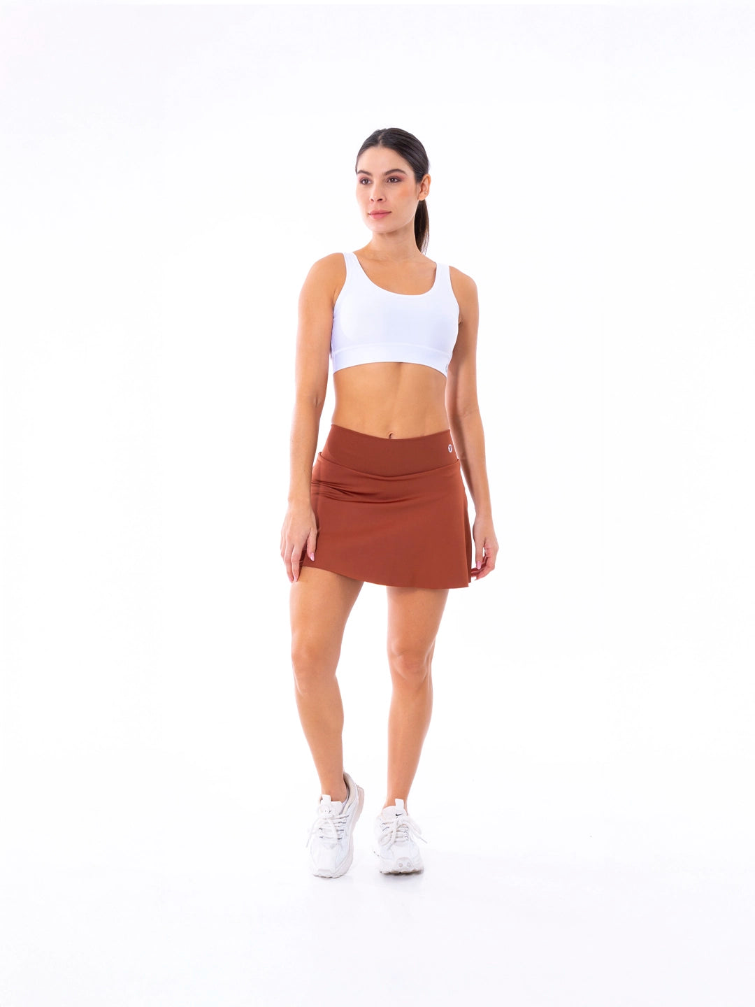 Falda short terracota biker integrado ropa deportiva Colombia mujer