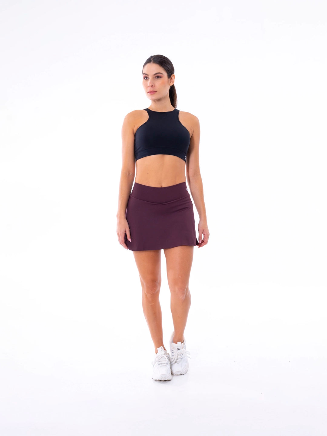 Falda corta vinotinto con short interior tenis gym mujer Colombia