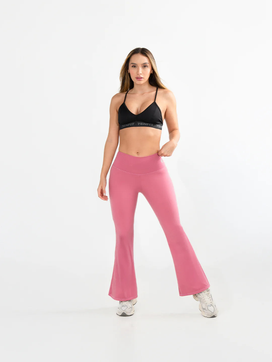 Legging Venus bota ancha rosa crepe tiro alto mujer TENFIT