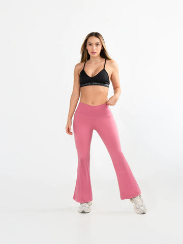Legging Venus bota ancha rosa crepe tiro alto mujer TENFIT