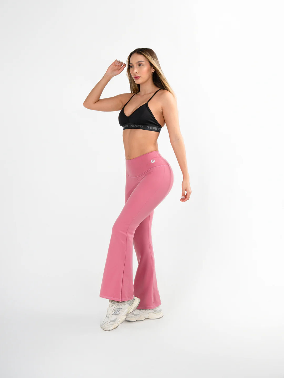 Legging Venus bota ancha rosa crepe tiro alto mujer TENFIT