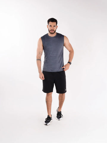 Camisilla deportiva hombre gris oscuro Flex Fury TENFIT frente