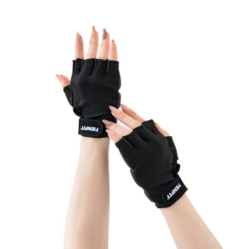 Guantes gym mujer negro antideslizantes TENFIT Force vista frontal