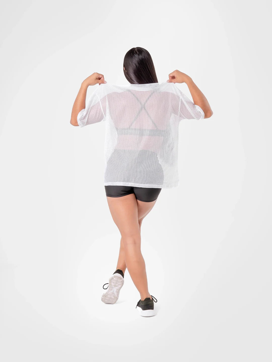Camiseta deportiva blanca mujer TENFIT Airflow sin transparencias - frente