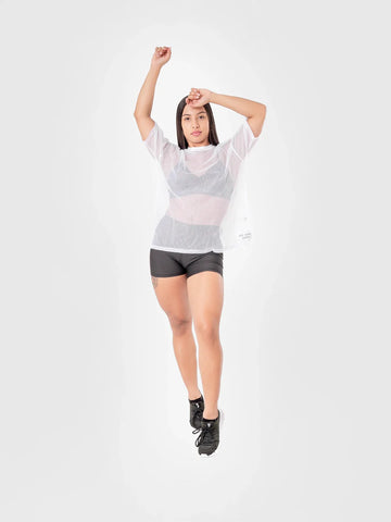 Camiseta deportiva blanca mujer TENFIT Airflow sin transparencias - frente