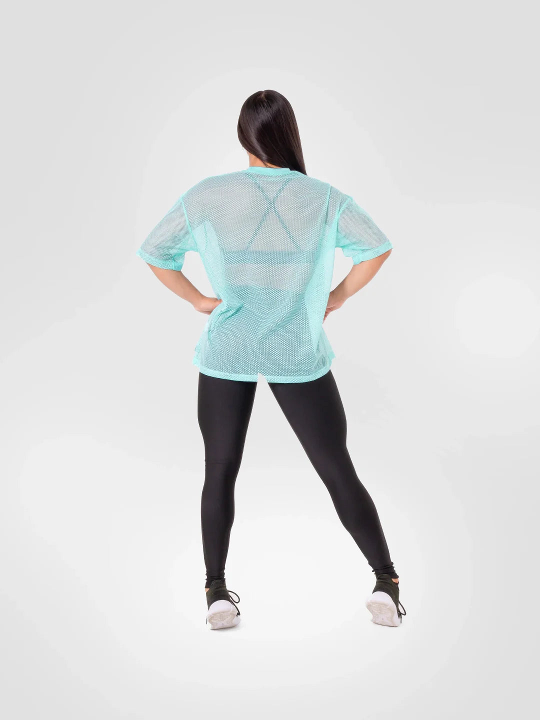 Camiseta entrenamiento mujer verde menta secado rápido TENFIT - espalda