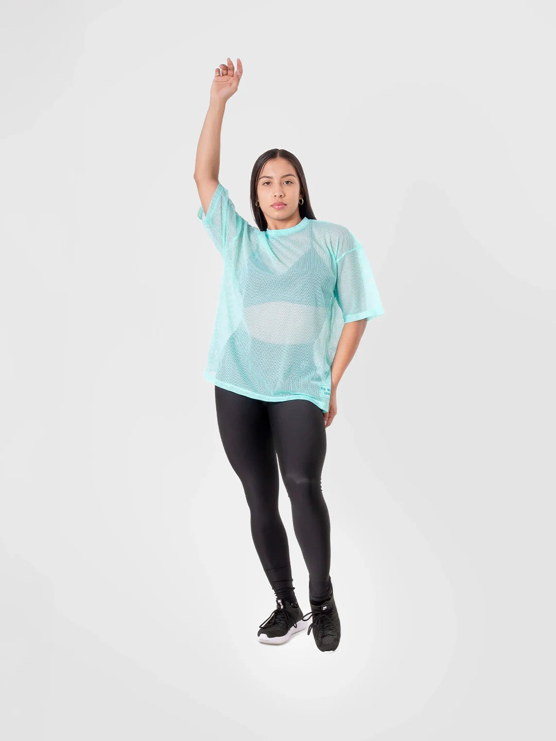Camiseta gym mujer transpirable verde menta TENFIT - frente