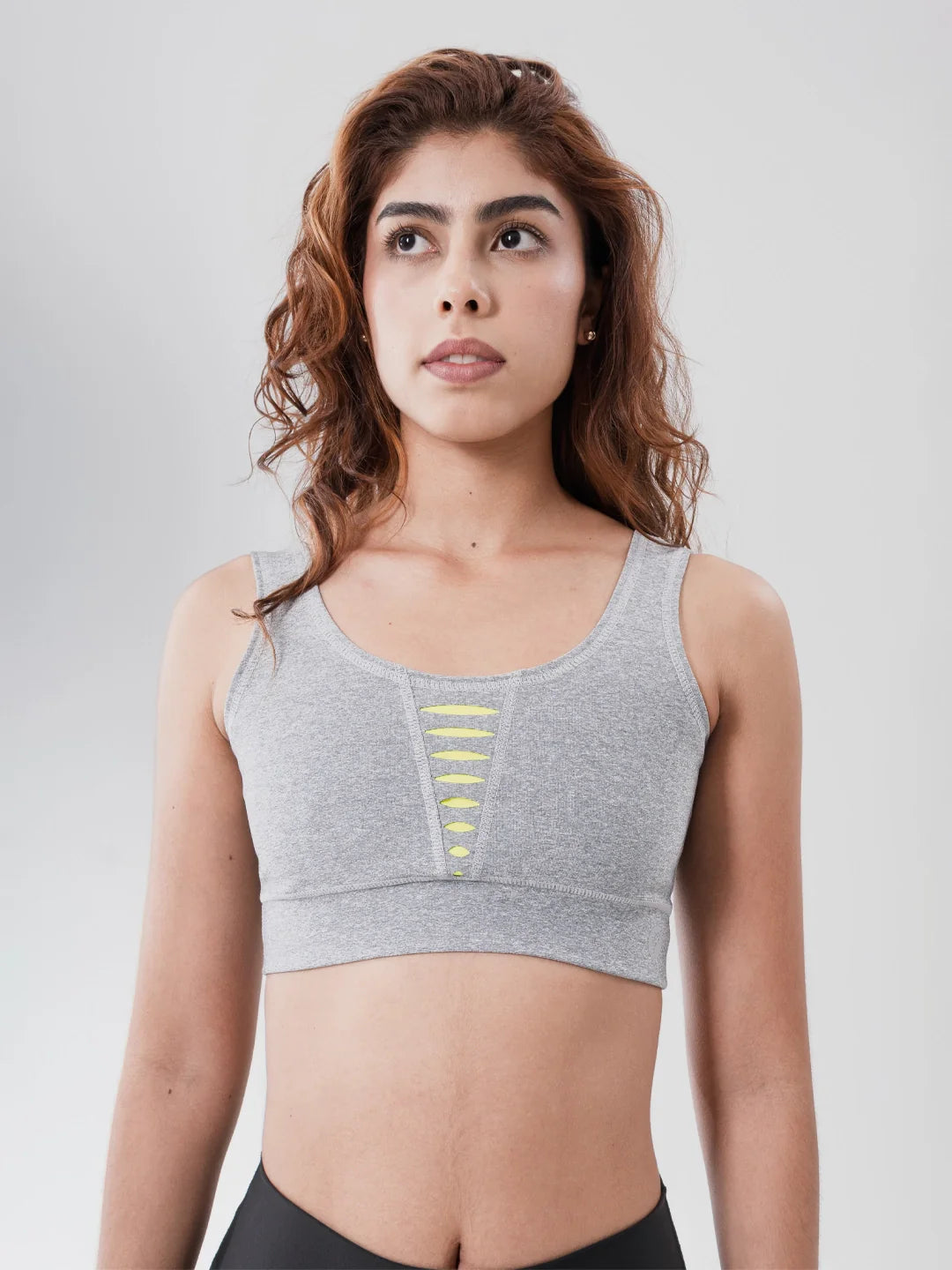 Top Deportivo de Mujer Hyperflex - Gris Jaspe con Amarillo Neon