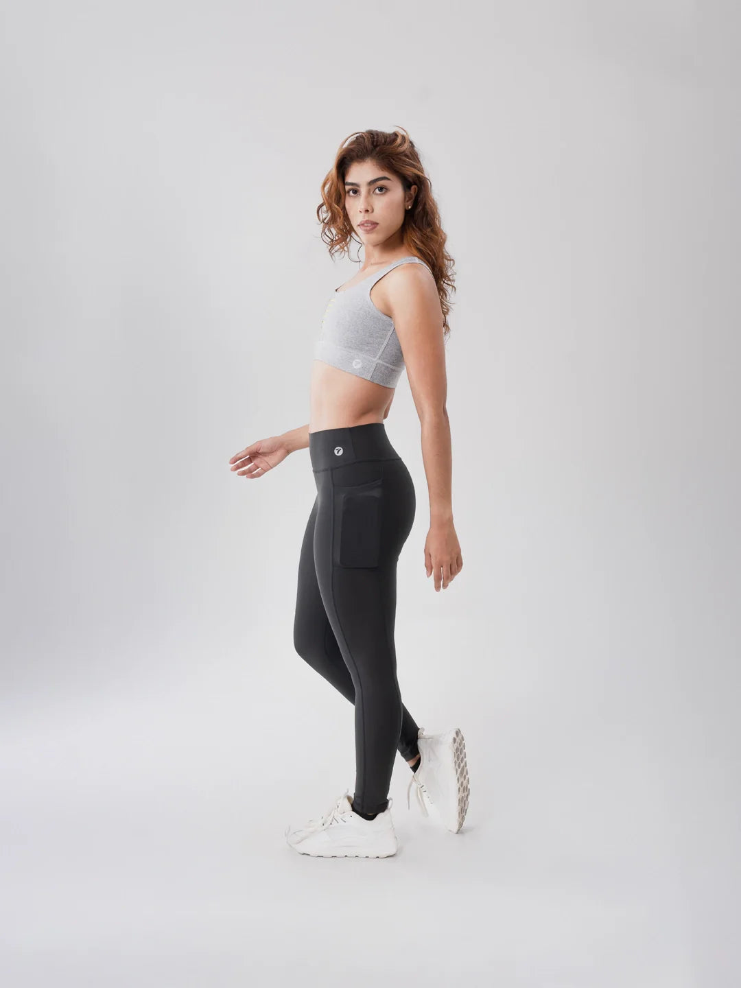 Top Deportivo de Mujer Hyperflex - Gris Jaspe con Amarillo Neon