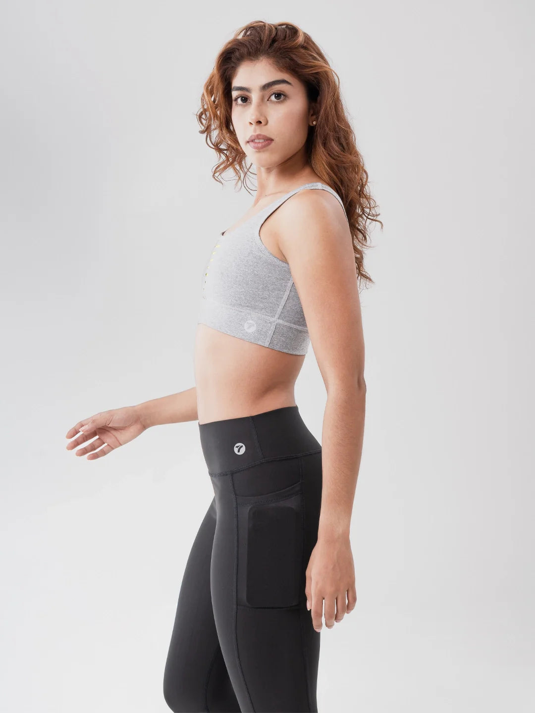 Top Deportivo de Mujer Hyperflex - Gris Jaspe con Amarillo Neon