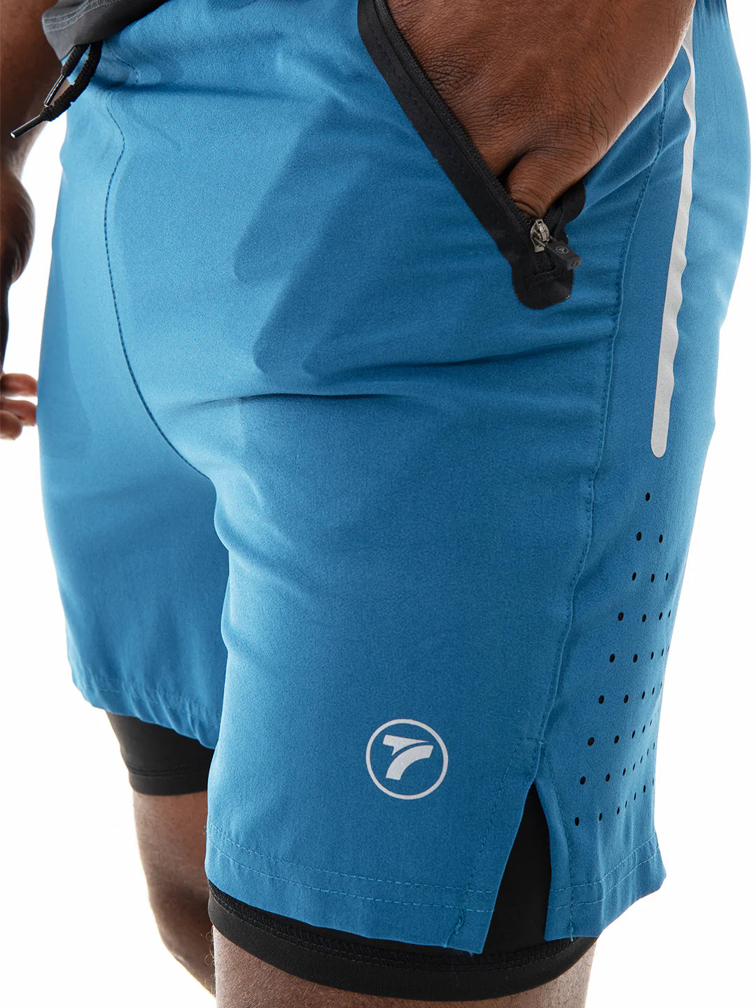 Short running azul petróleo detalle licra interna – TENFIT Colombia