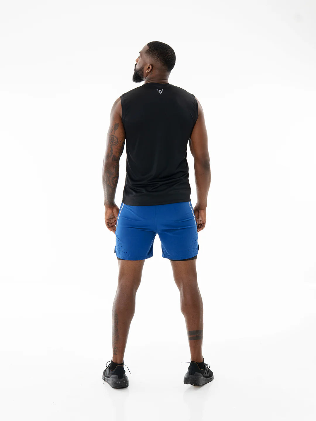 Pantaloneta Track Azul Rey posterior completo hombre – TENFIT