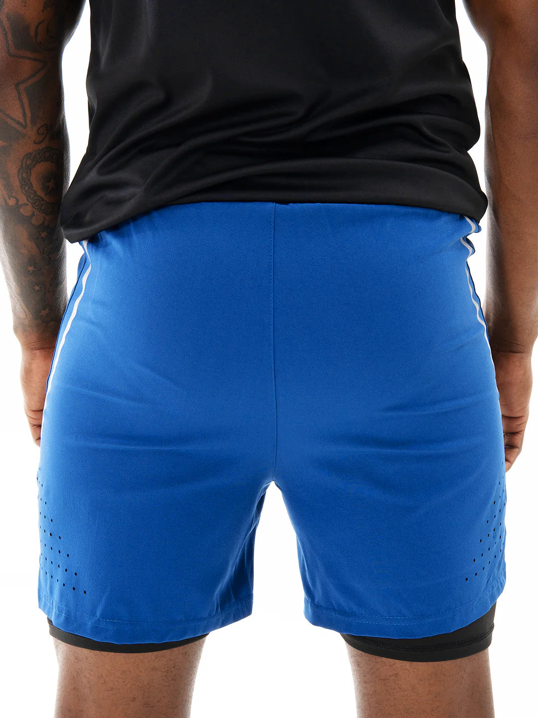 Pantaloneta Track Azul Rey porterios detalle completo hombre – TENFIT