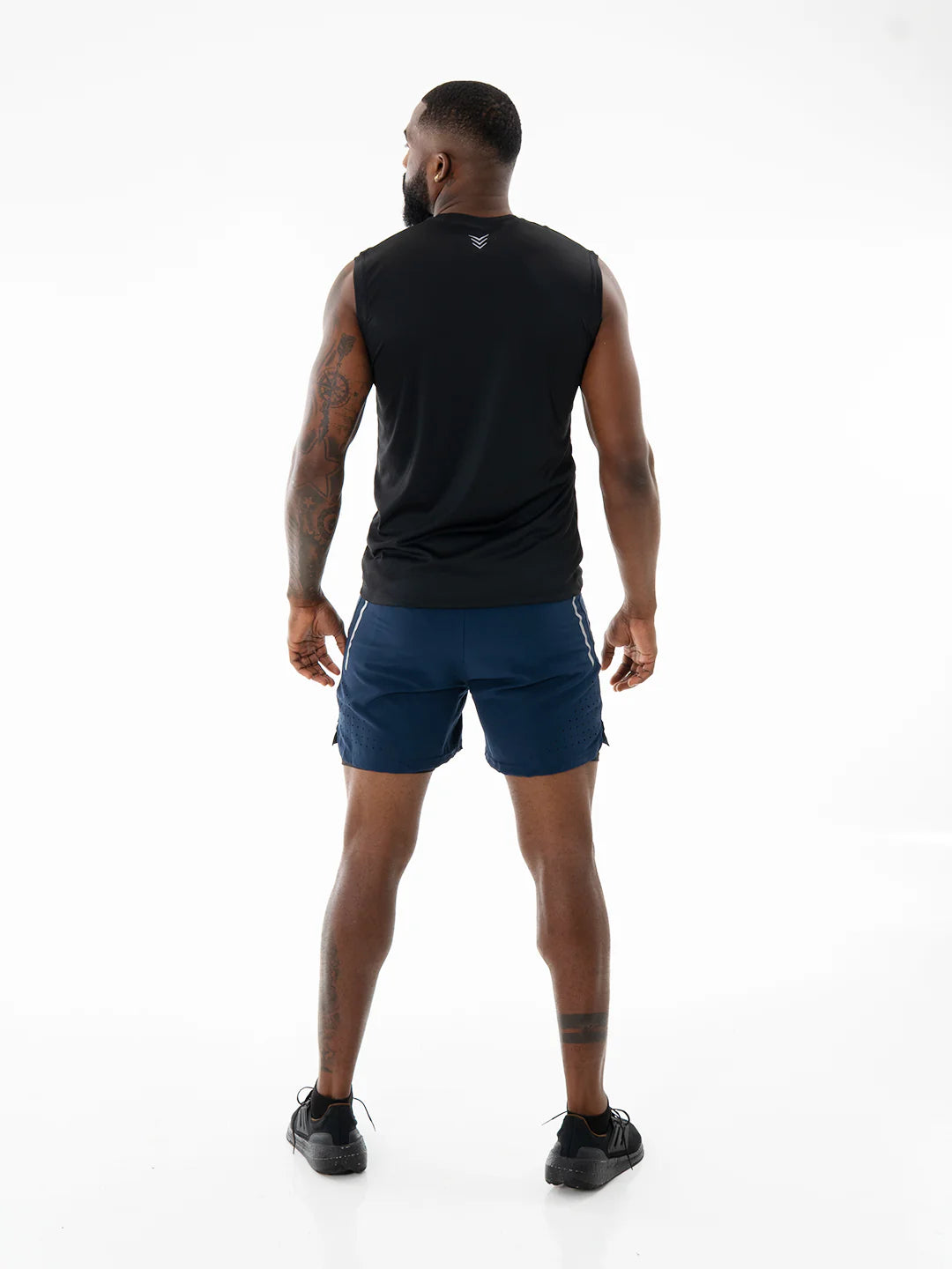 Pantaloneta Track Azul Turquí trasera completo hombre – TENFIT Ropa Deportiva
