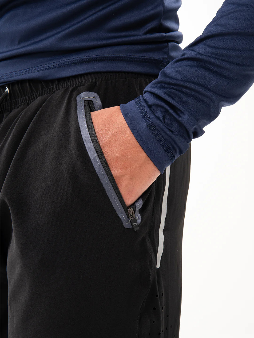 Pantaloneta Track Negra detalle tejido elástico hombre – TENFIT
