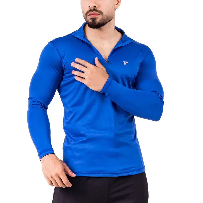 Buzo compresión azul rey hombre Rolling con cierre frontal TENFIT