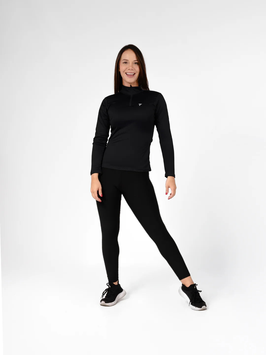 Buzo compresión negro manga larga mujer running TENFIT Colombia