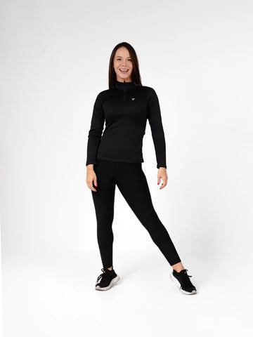 Buzo compresión negro manga larga mujer running TENFIT Colombia