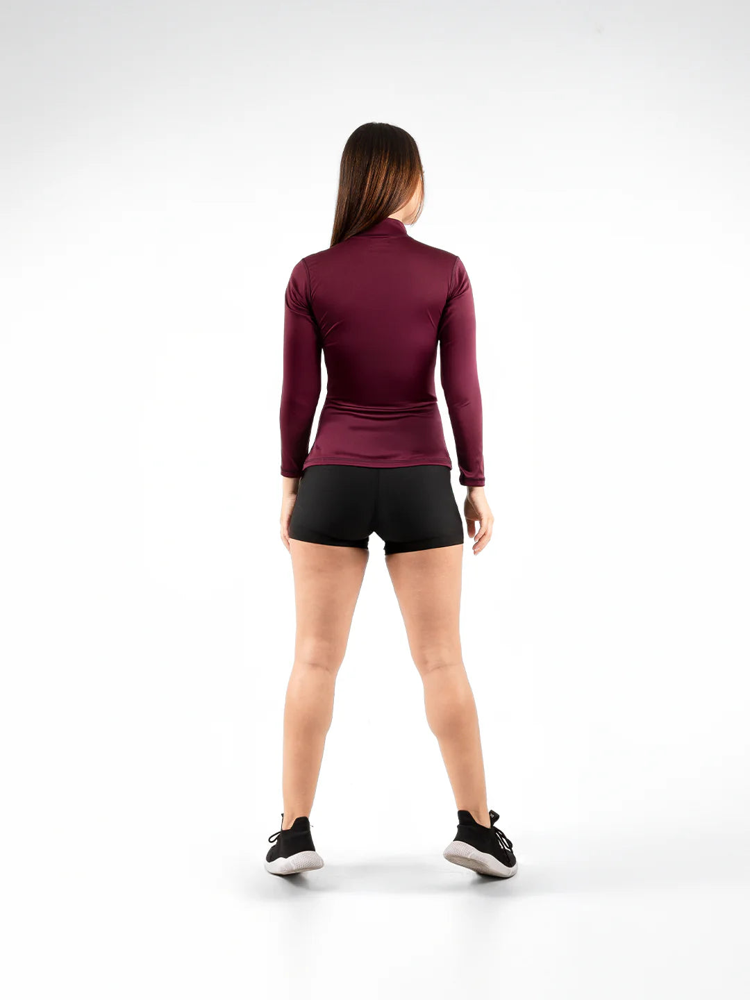Buzo compresión vinotinto oscuro manga larga mujer running TENFIT