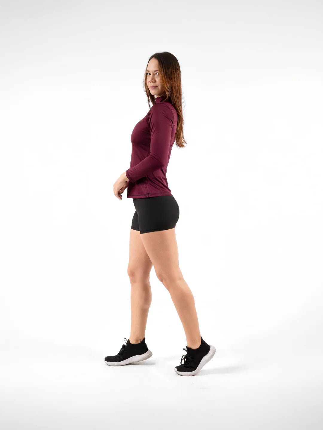Buzo deportivo vinotinto oscuro secado rápido gym mujer Colombia