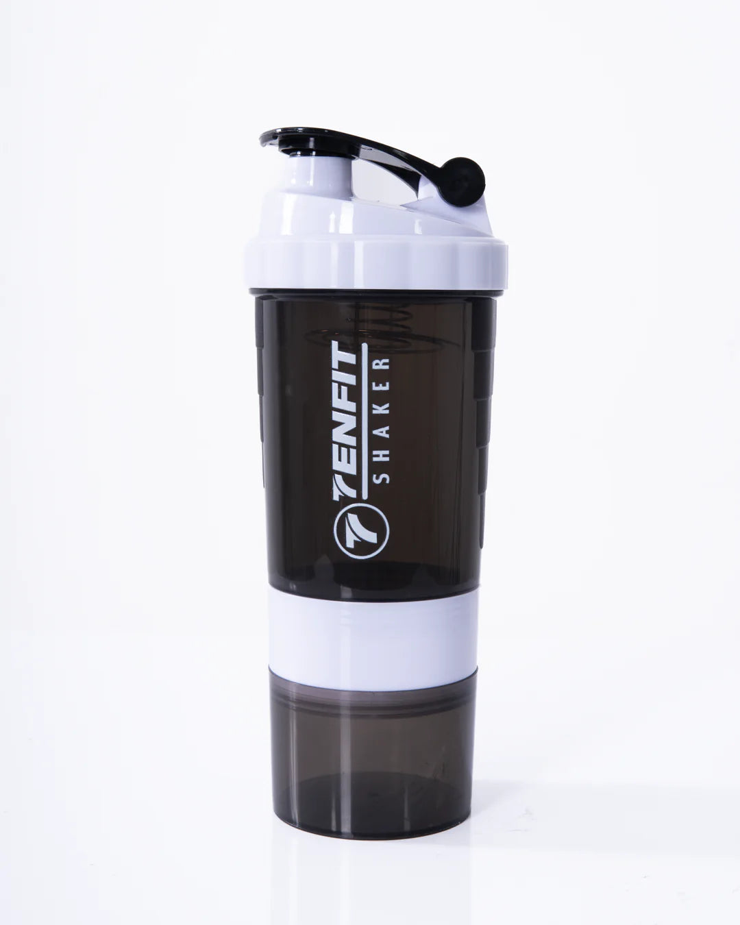 Shaker deportivo blanco TENFIT para mezclado de proteínas sin grumos