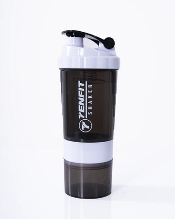 Shaker deportivo blanco TENFIT para mezclado de proteínas sin grumos