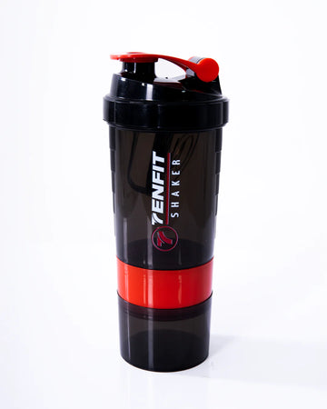 Shaker deportivo rojo TENFIT libre de BPA para proteínas y suplementos gym