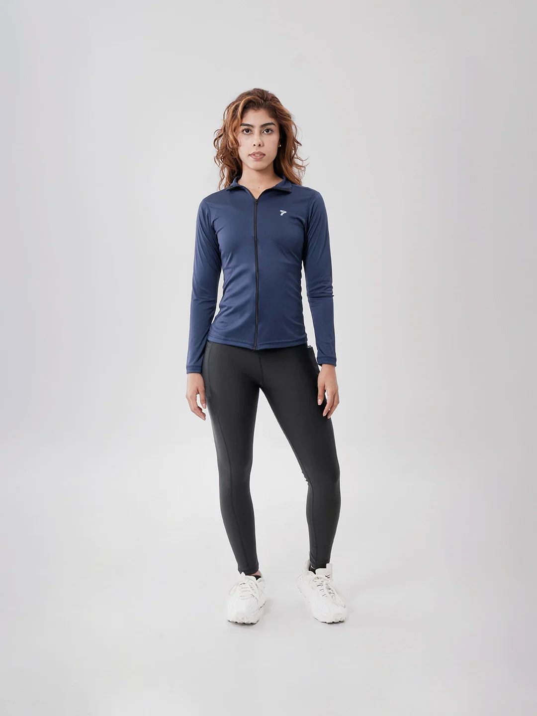 Buzo deportivo manga larga azul turquí running mujer TENFIT