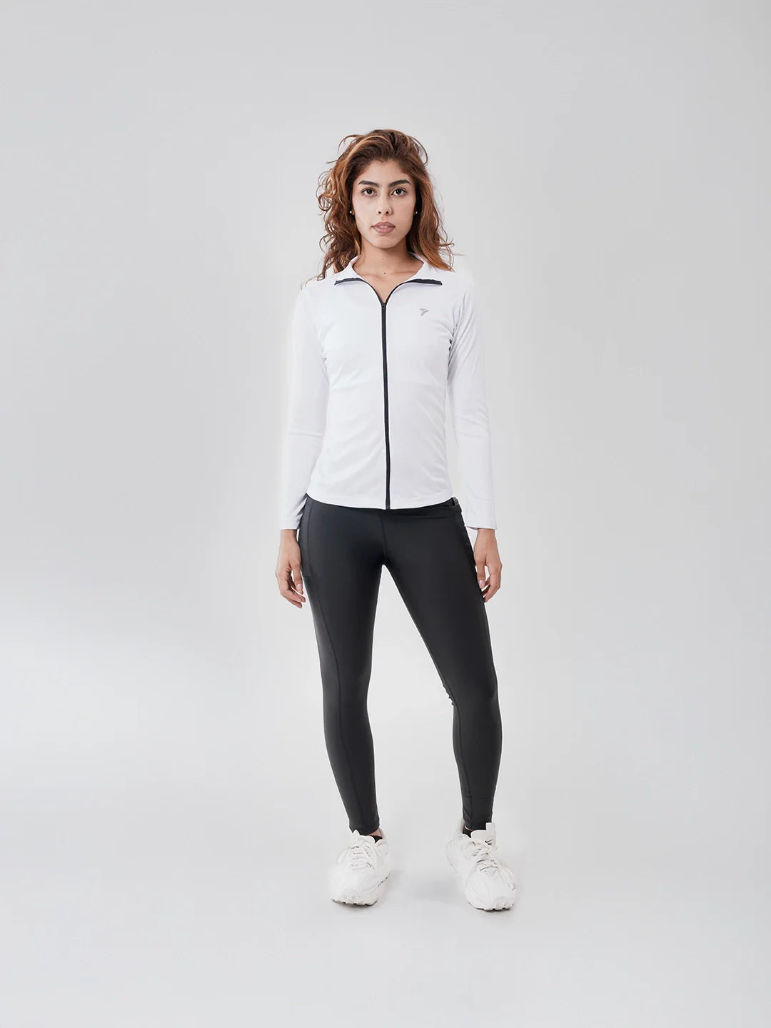 Buzo deportivo manga larga blanco running mujer TENFIT