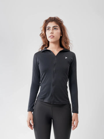 Buzo Manga Larga Rolling Pro Negro Mujer TENFIT - Vista Frontal