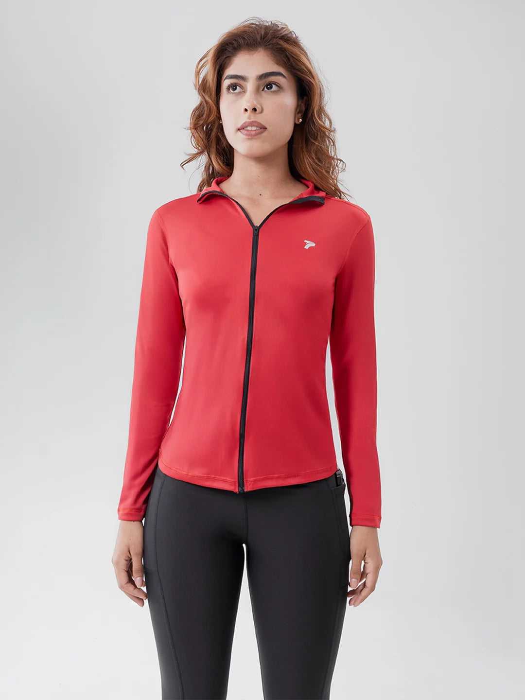 Buzo Manga Larga Rolling Pro Rojo Mujer TENFIT - Vista Frontal