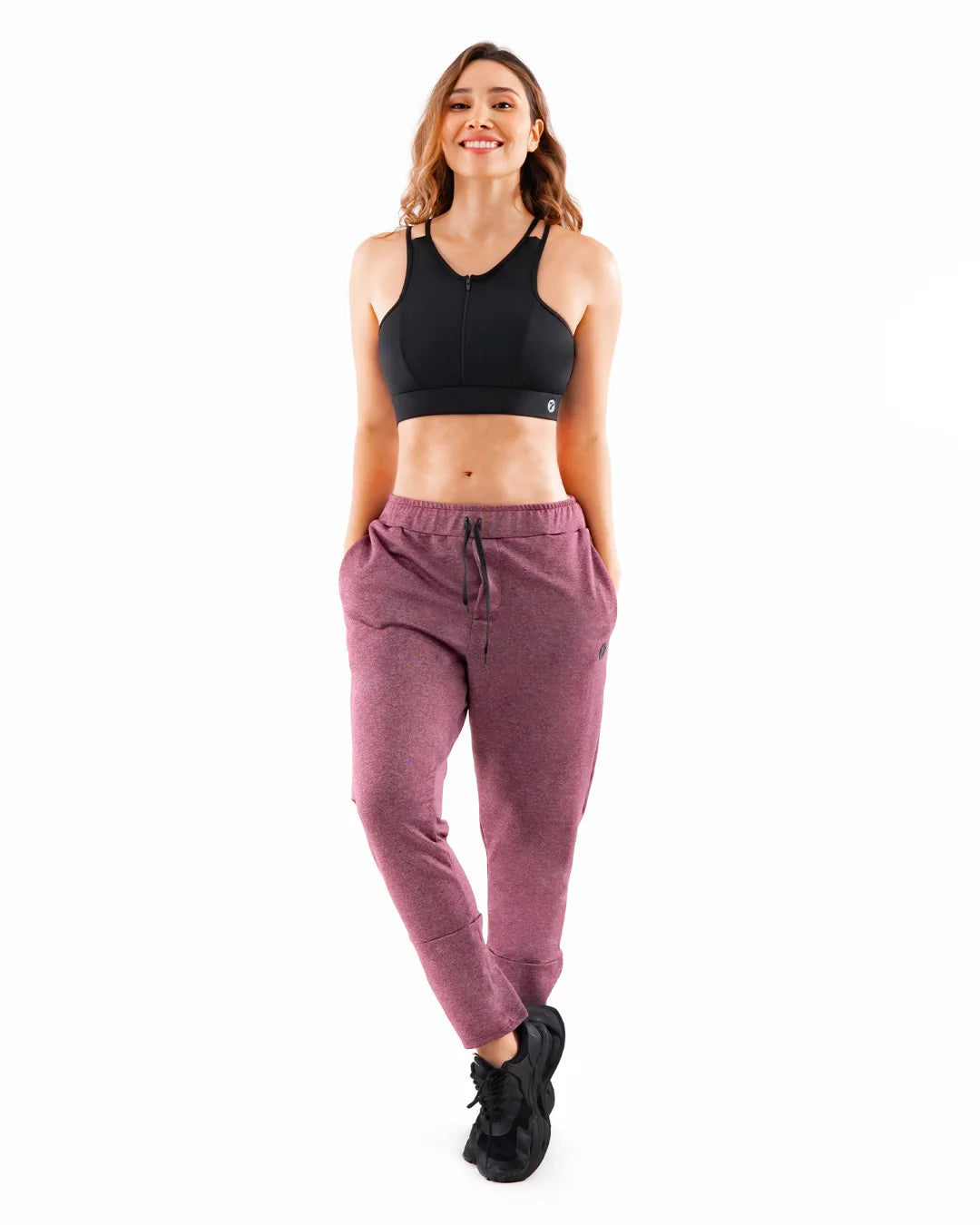 Top deportivo negro con cremallera frontal y copas — TENFIT Powerzip mujer