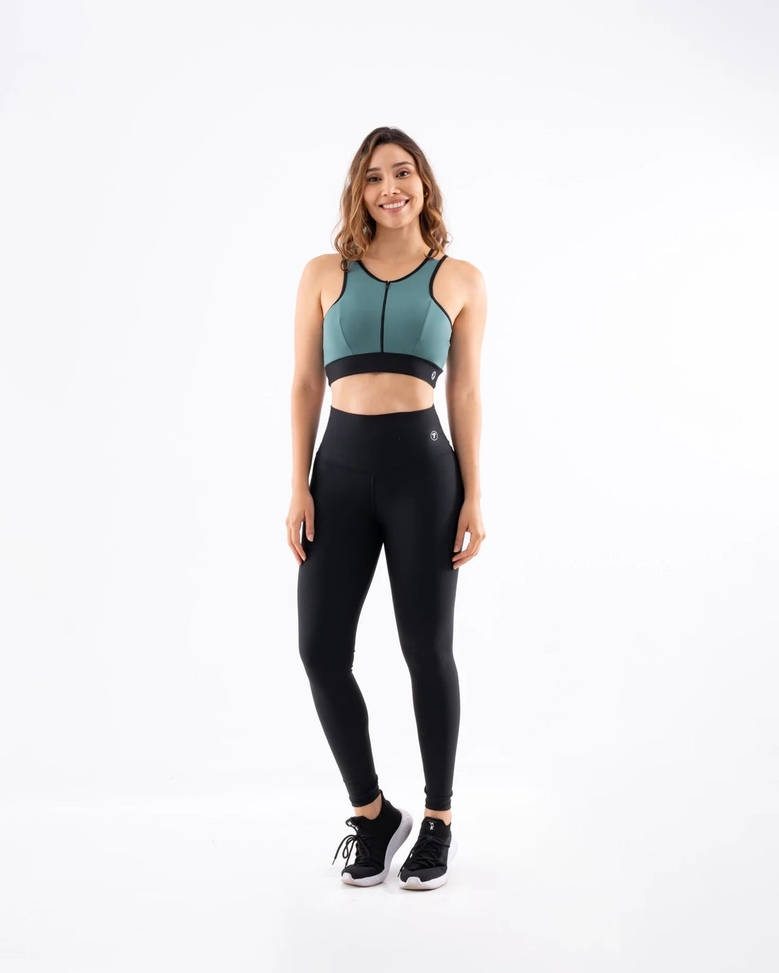 Top deportivo verde oliva con cierre frontal - TENFIT Powerzip