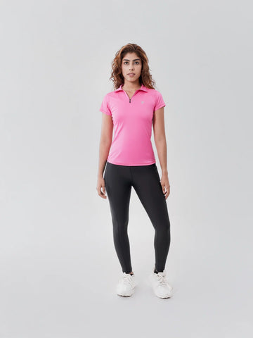 Camiseta Rolling magenta luminoso manga corta mujer TENFIT - frente