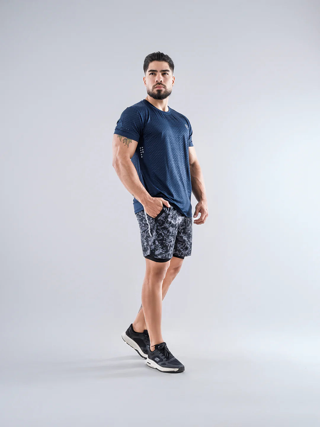 Camiseta Quick Dry azul turquí hombre corte regular manga corta gym TENFIT