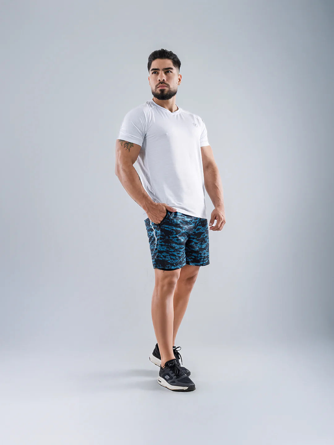 Camiseta Quick Dry blanco hombre corte regular manga corta entrenamiento TENFIT