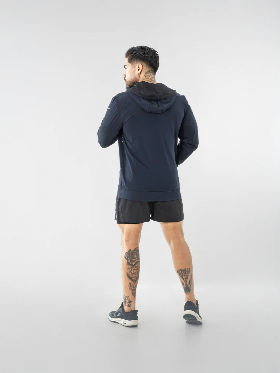 Chaqueta running hombre azul turquí TENFIT - vista posterior