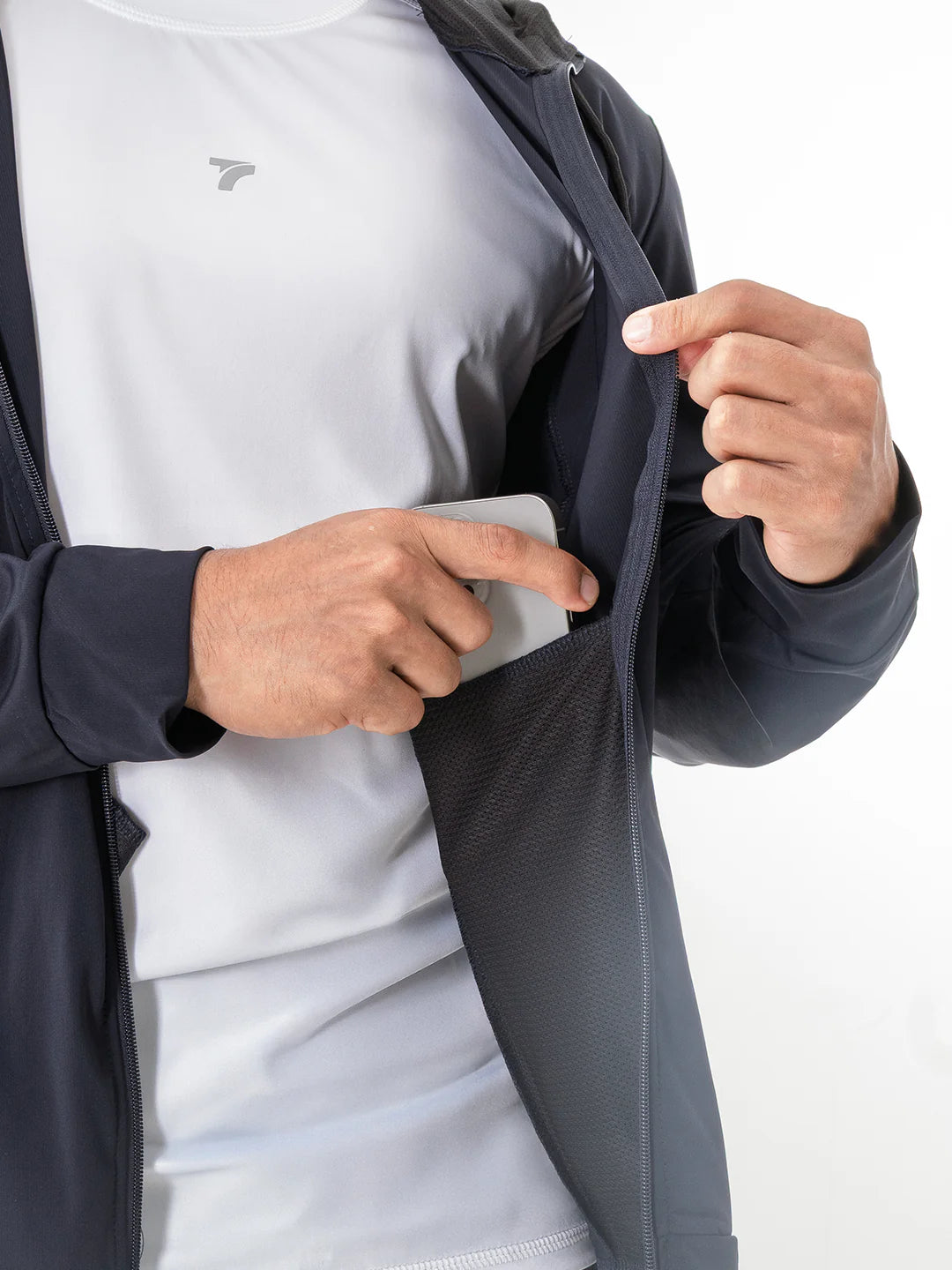 Chaqueta deportiva hombre azul turquí TENFIT Velox - vista frontal